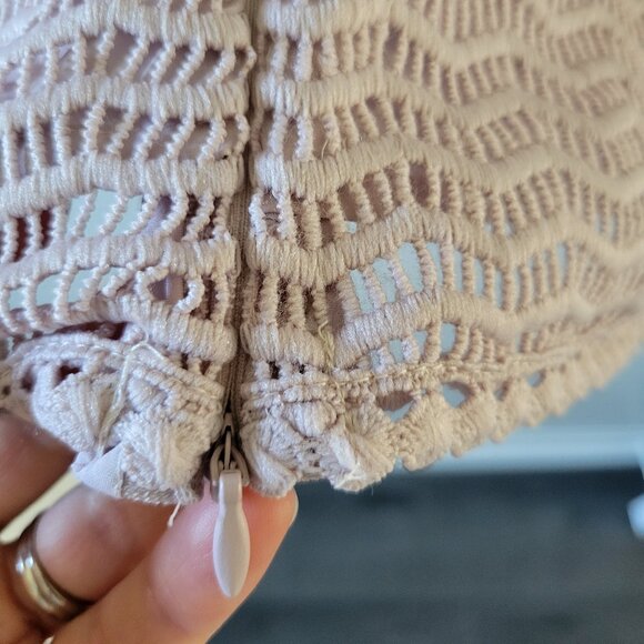 CHICWISH Tiered Ruffle Crochet Mock Neck Sleeveless Top in Pink NWT - Picture 3 of 6